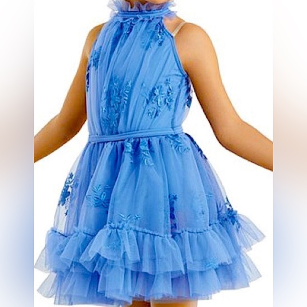 Weissman Dance costume blue dress lace My One True Friend 11321 child IC 7/8